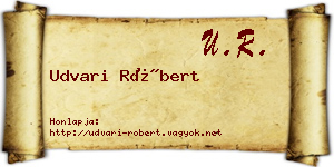 Udvari Róbert névjegykártya